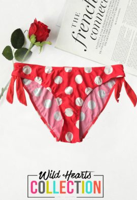 Polka Dot Plus Size Attached Tie Side Wing Bikini Bottom