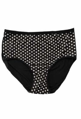 Super Comfortable White Dotted Black Cotton Plus Size Hipster Panty