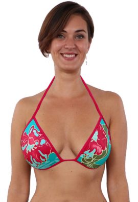 Red Tropical Tendencies Printed Halter Bikini Bra