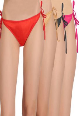 Hot Satin Multi Color Bikini Panty Pk Of 4
