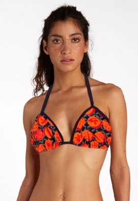 Ladies Orange Print Halter Bikini Bra