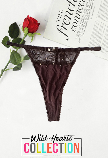 No Secret Luxury Black Embroidered Thong