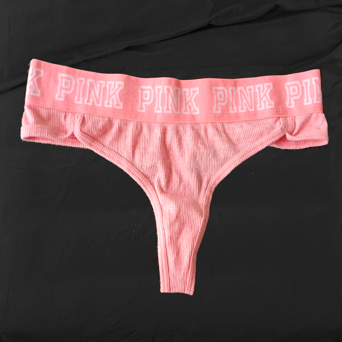 Pink Logo Cotton Stretch Thong By Victorias Secret 