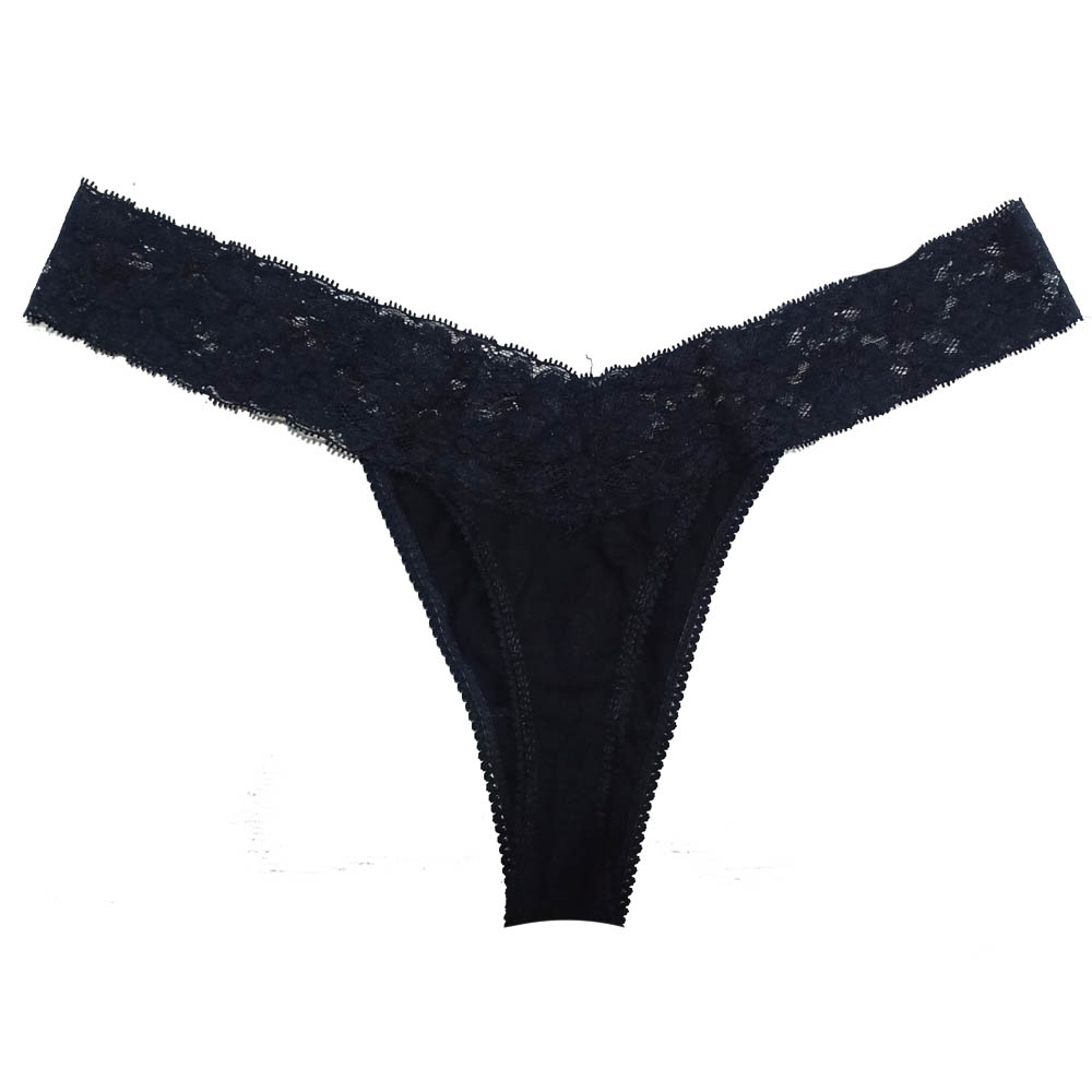 Seductive V-Cut Lace Trim Thong Panty Underwear