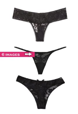 Snazzy Value Pack Of 3 Lace Mesh Thong Panties