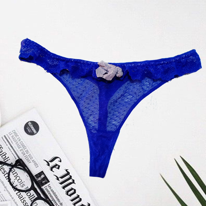 Axami women's sexy lace thong V-9618, Blue