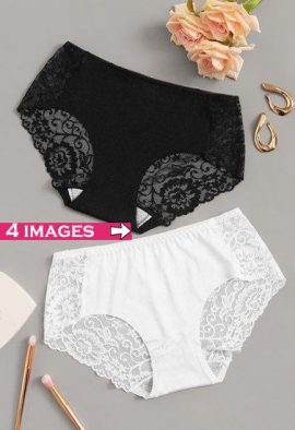 Snazzy Black & White Value Pack Of 2 Lace Brief