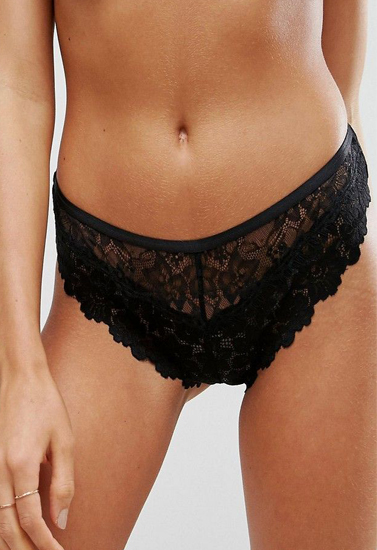 Floral lace high-rise thong
