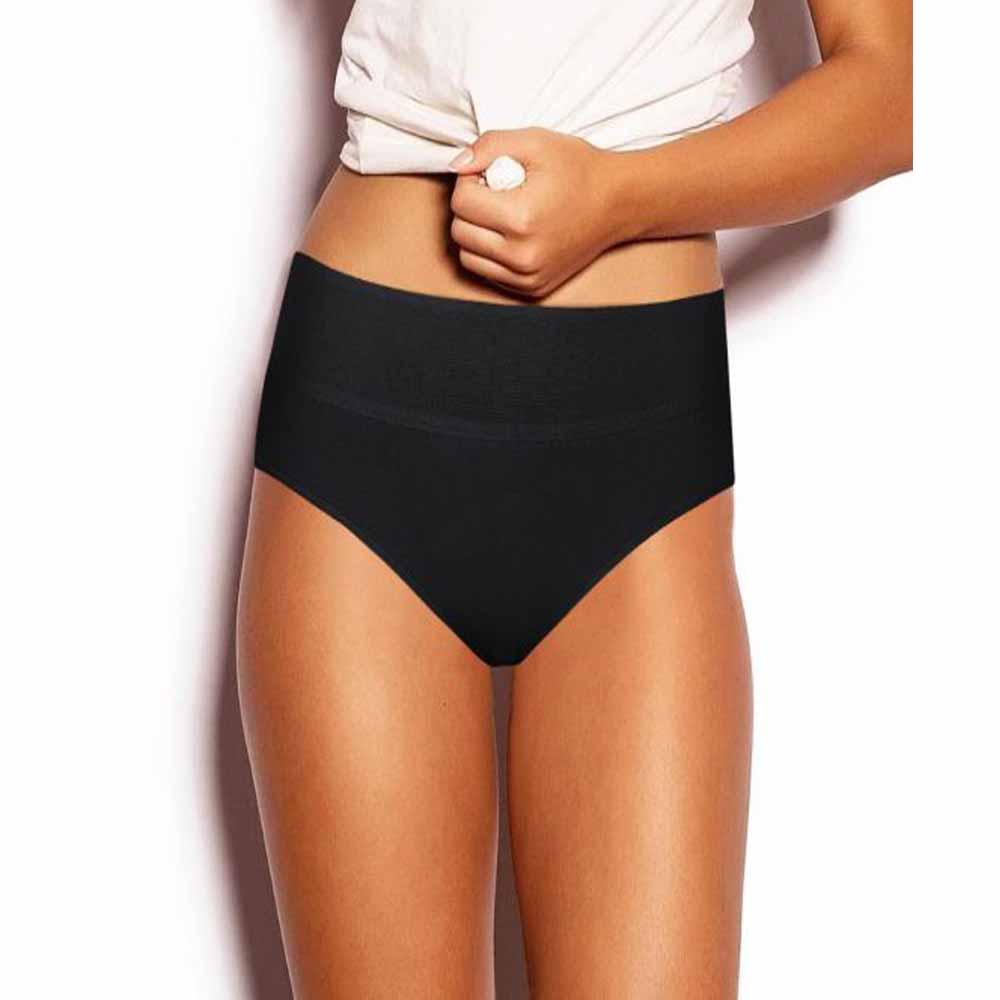 Black Solid Cotton High Waist Hipster Panty()