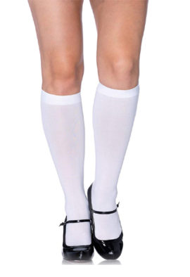 Leg Avenue Women's Nylon Opaque Knee Highs White Hosiery