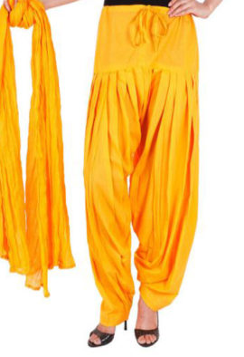 Yellow Colored Cotton Fancy Wear Salwar