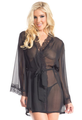 Obsessive see-through bathrobe with lace Honeymoon Lingerie