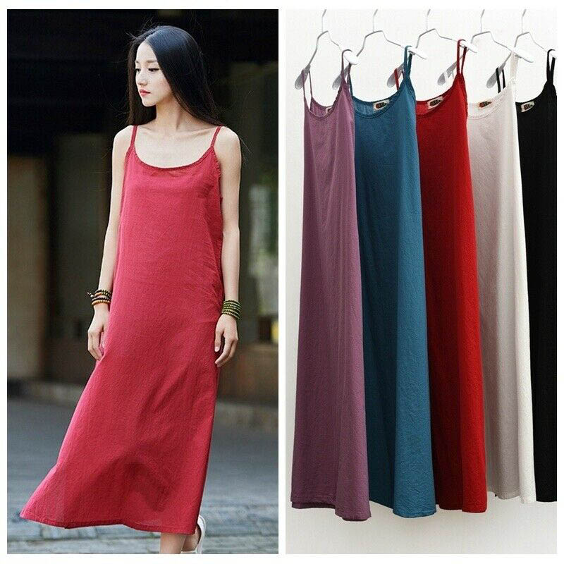 Pure cotton long slip dress for summers