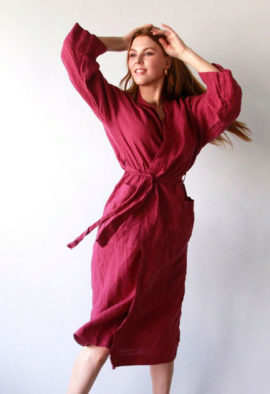 Natural pure cotton woman's bathrobe Turkish bathrobe