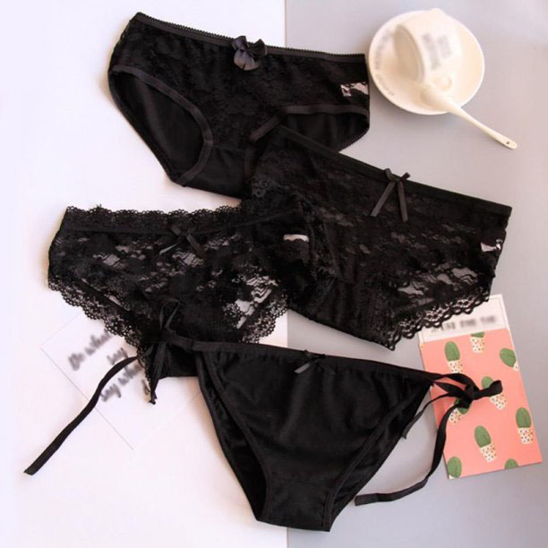 4 Pieces Black Sexy Lace Nylon Panties, Buy online India on Sale