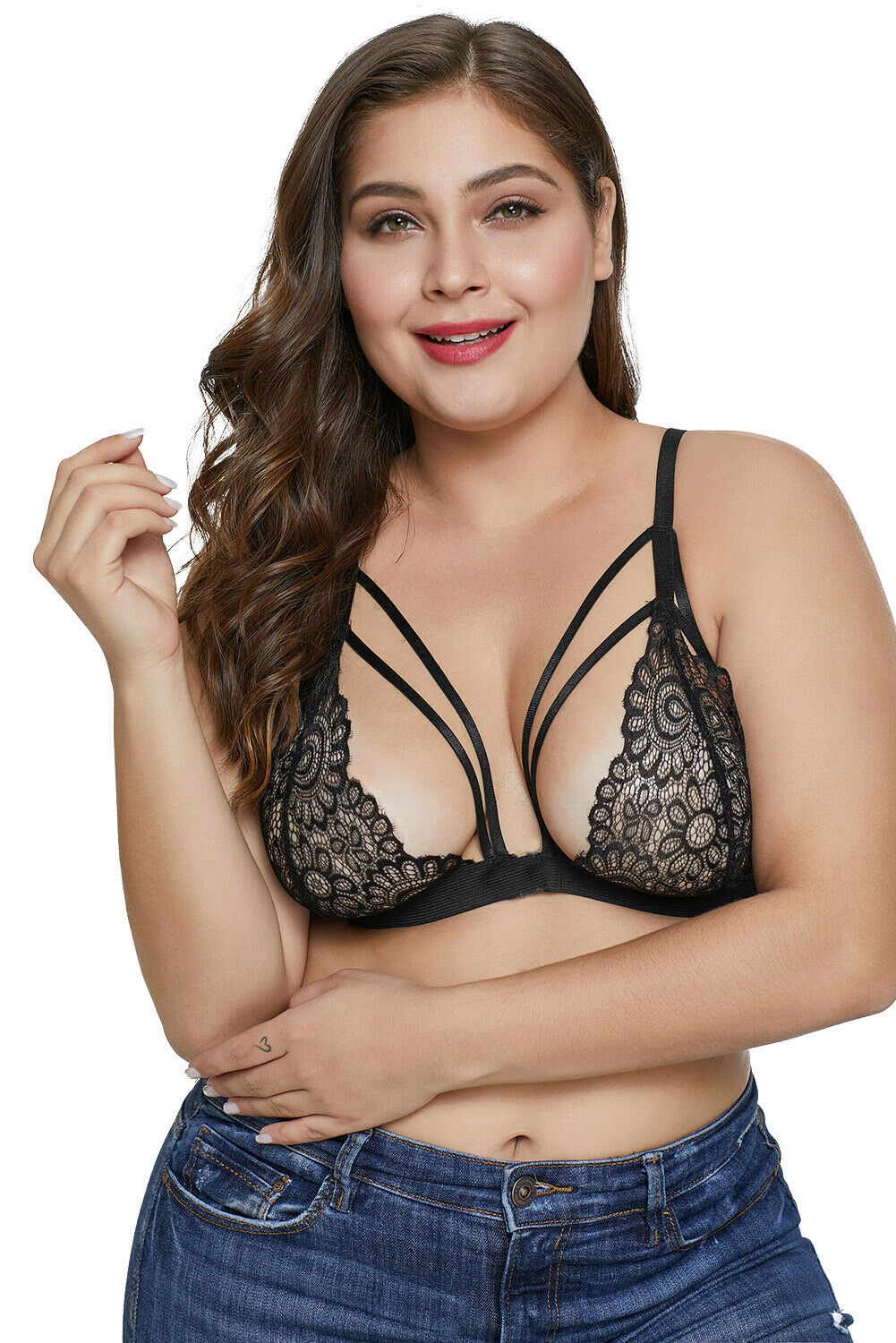 Plus size strappy lace Bralette, Buy online India on Sale