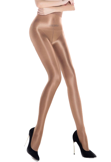 Womens Legs Shiny Beige Tights Pantyhose Stock Photo 1981004474
