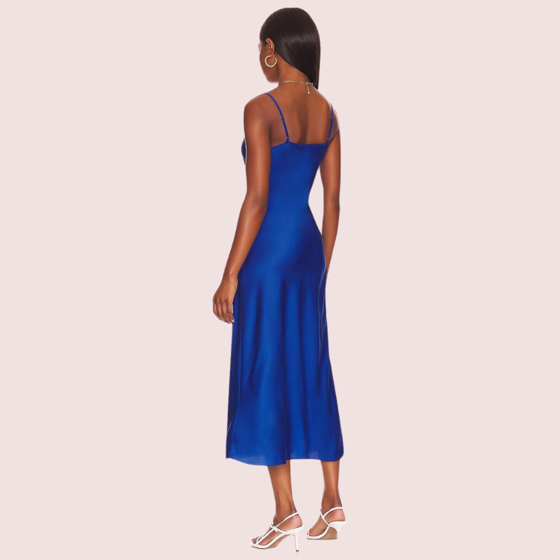 Glamorous Blue Satin Slip Midi Dress