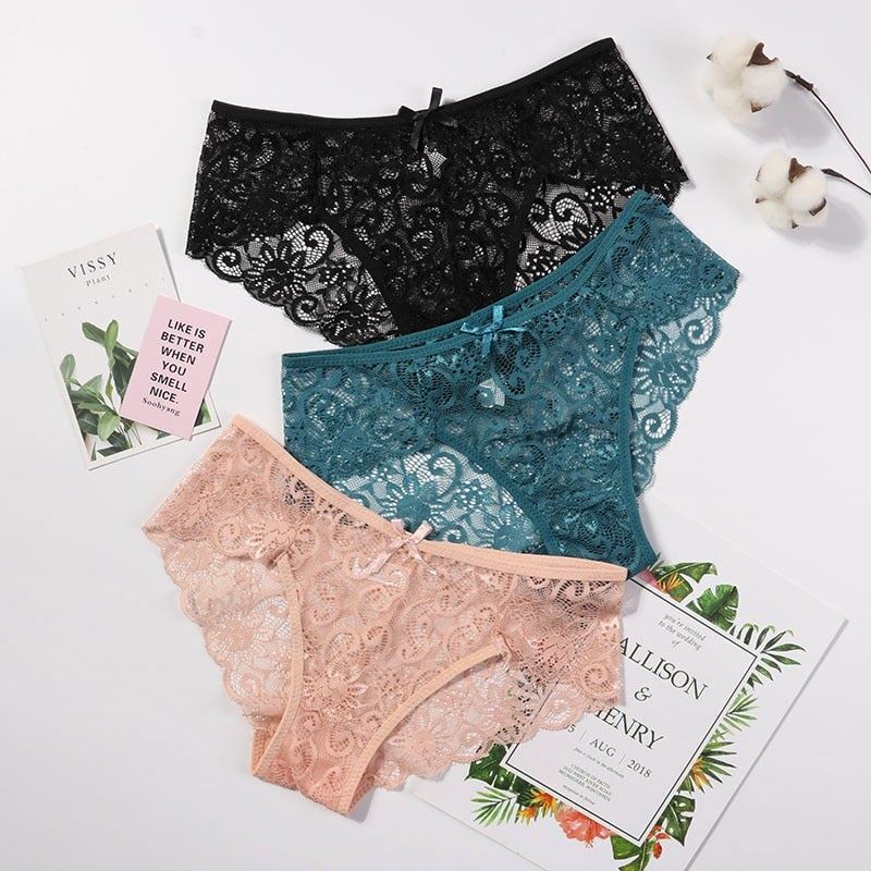 Women's Floral Bow Lace Panties Pack