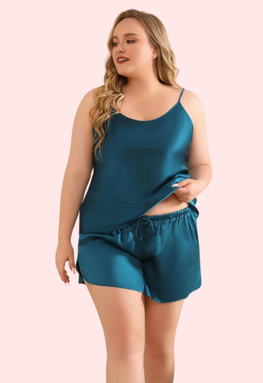 Elegant Plus Size Cami Shorts Sleepwear Set