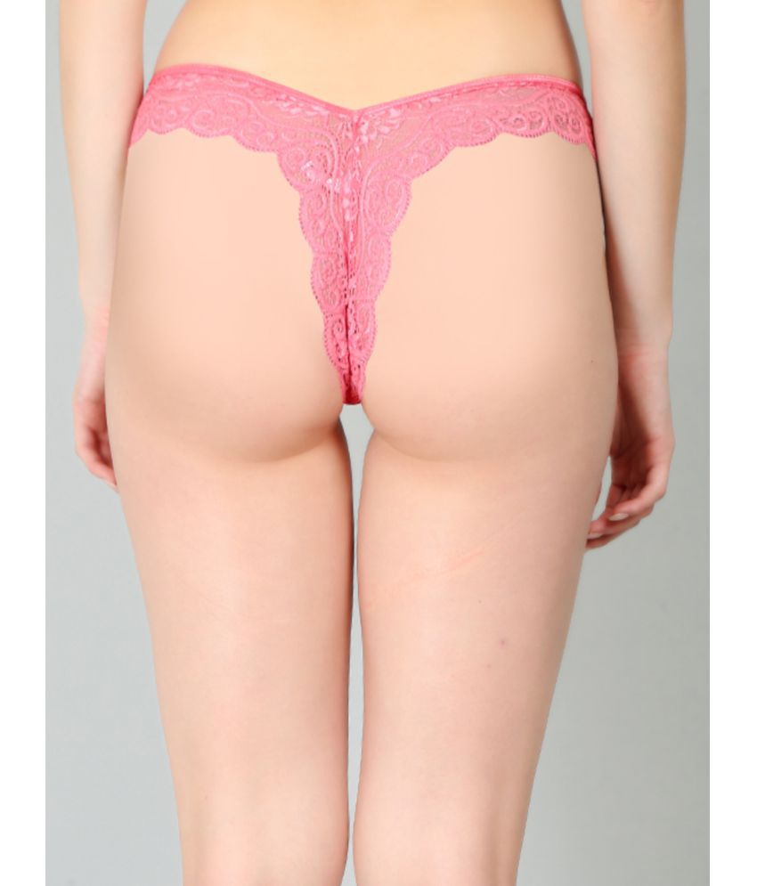 Pink Lace Design Women’s Thongs ( Pack of 1 )