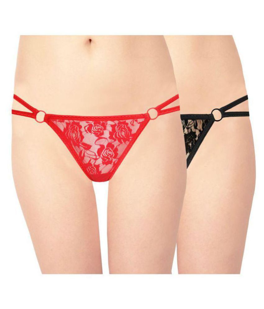 Women's Lace G String & Thong Panties (Pack of 2)