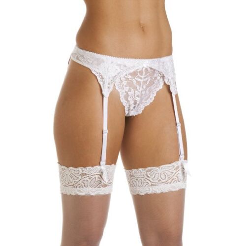 Silky White Lace Garter Belt for Women