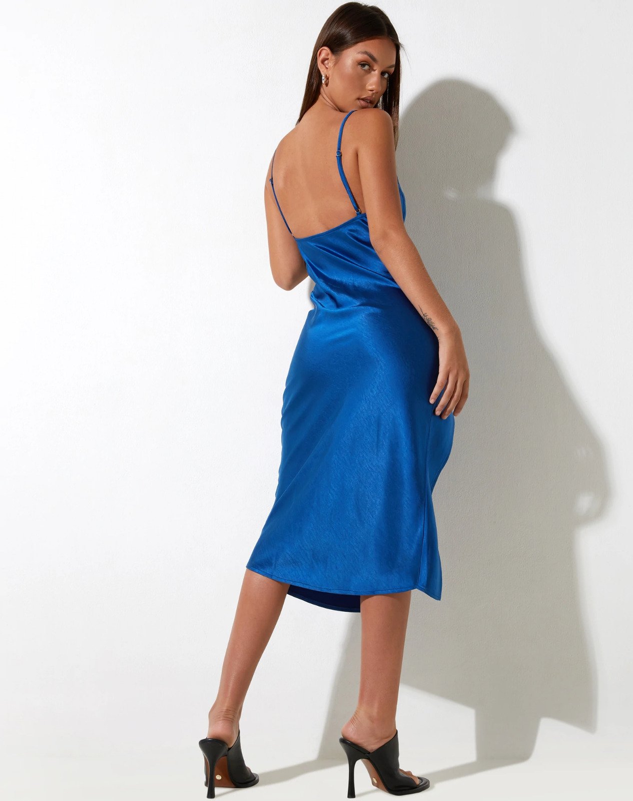 Silken Style: A Shiny silk Blue Dress
