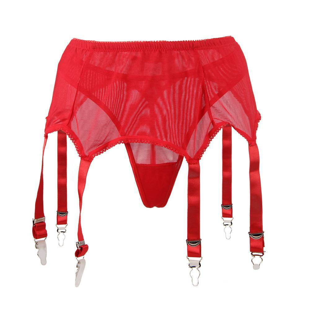 Flirty High Waisted Lace Garter Belt & Thong Set