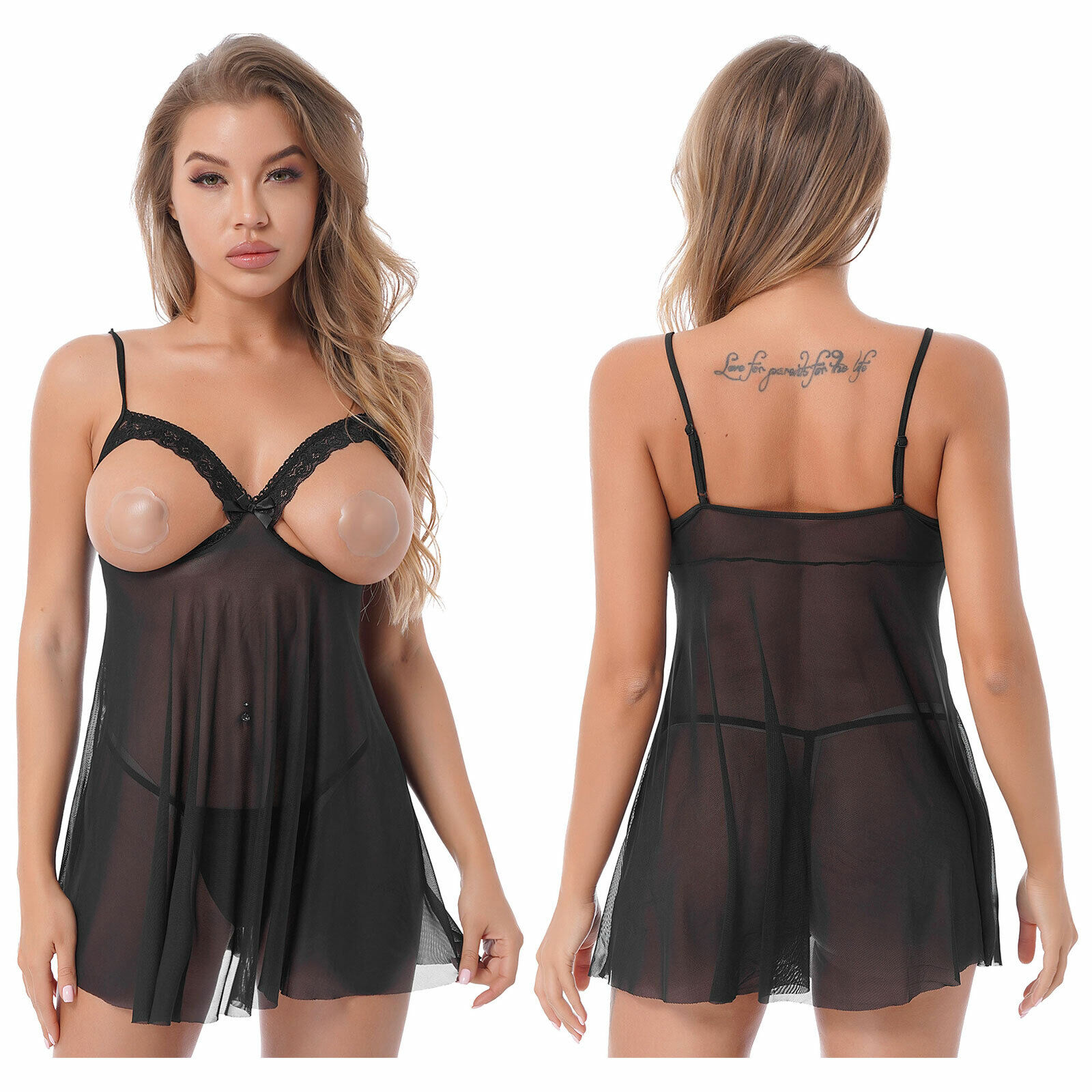 Babydoll Lace Open Cup See Through Lingerie