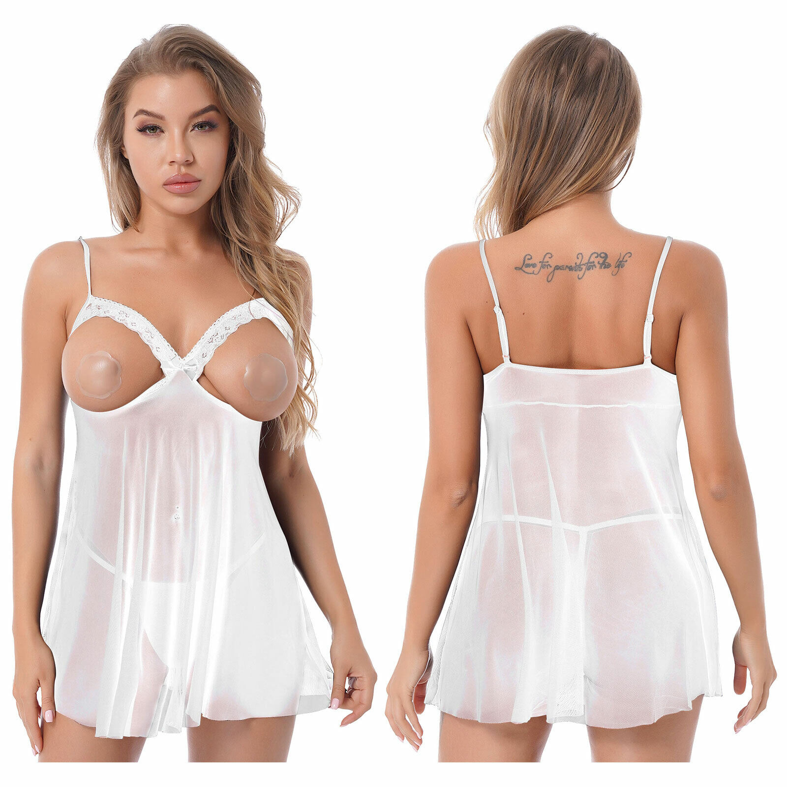 Allure in Lace: Open Cup See Through Babydoll