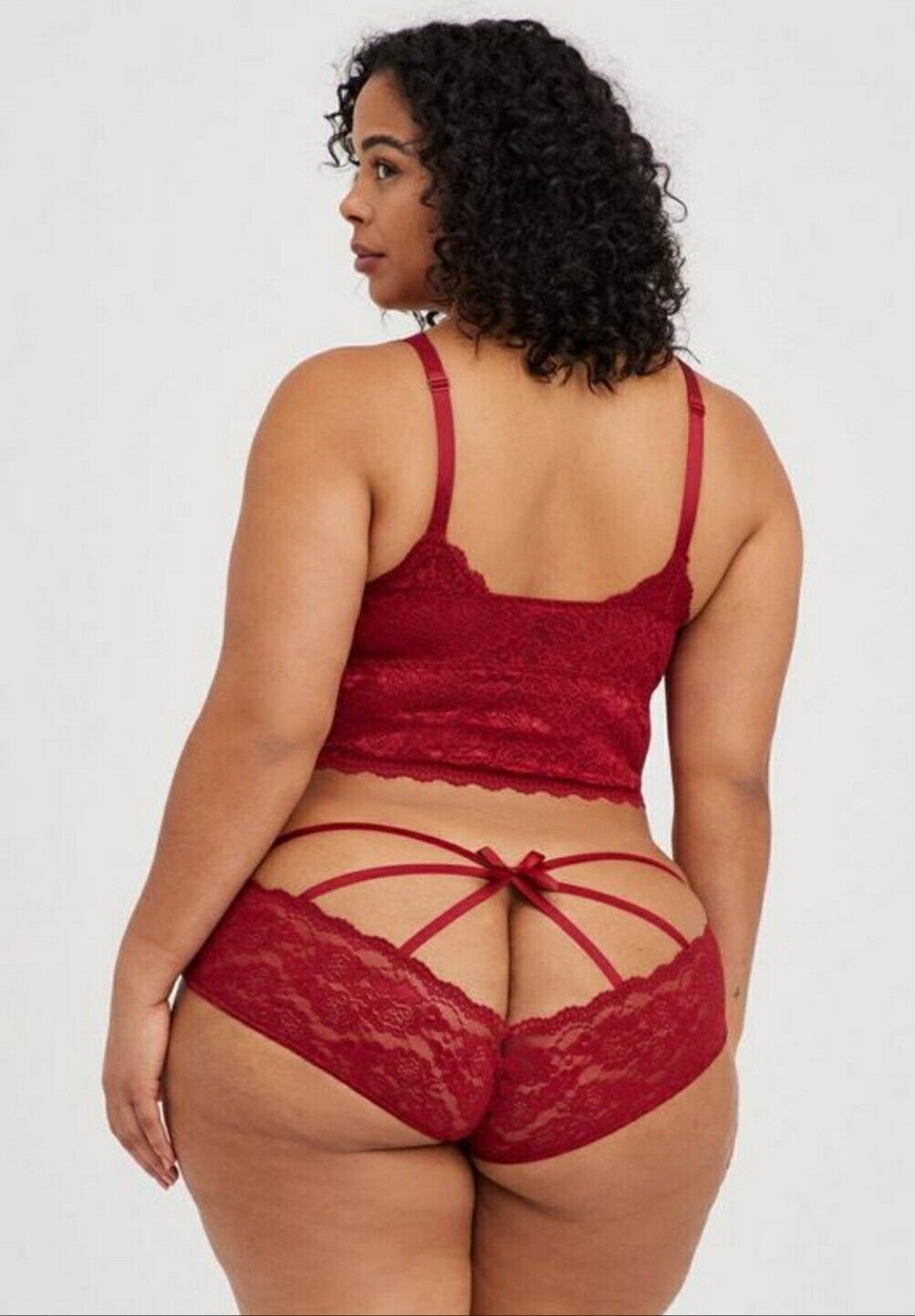 Sexy Red Lace Bralette & Caged Panty Set