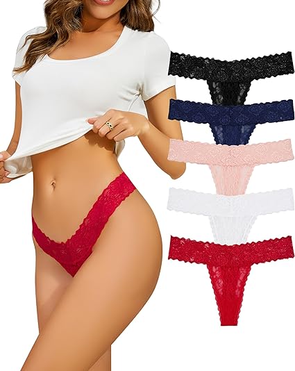 Sexy Lace Thongs for Women - Pack of 4