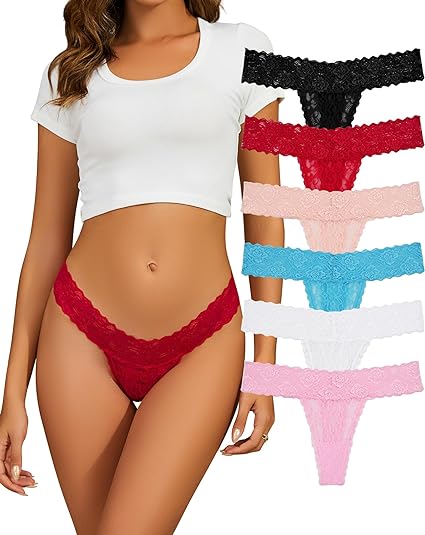 Sexy Lace Thongs for Women - Pack of 4