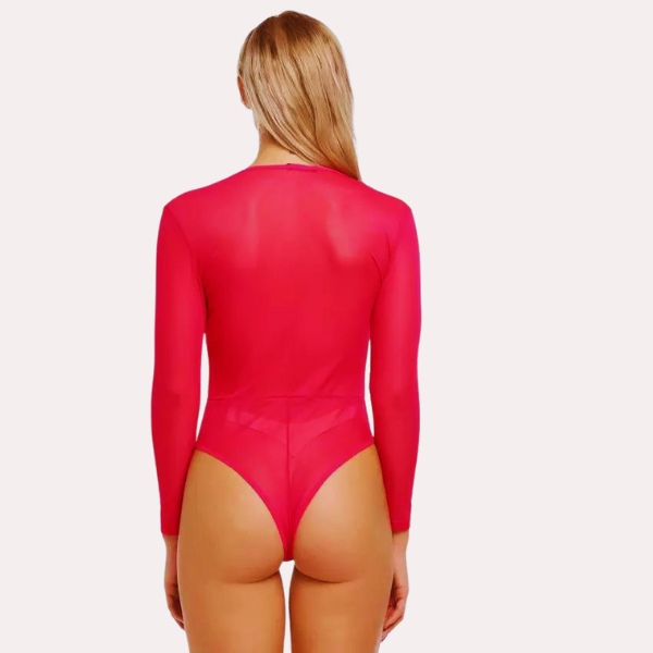 Sheer and Opaque Bodysuit for Women