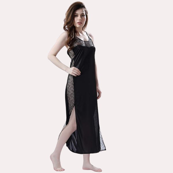 Elegant Lace Seductive Black Nightgown