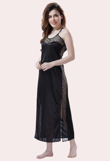 Elegant Lace Seductive Black Nightgown