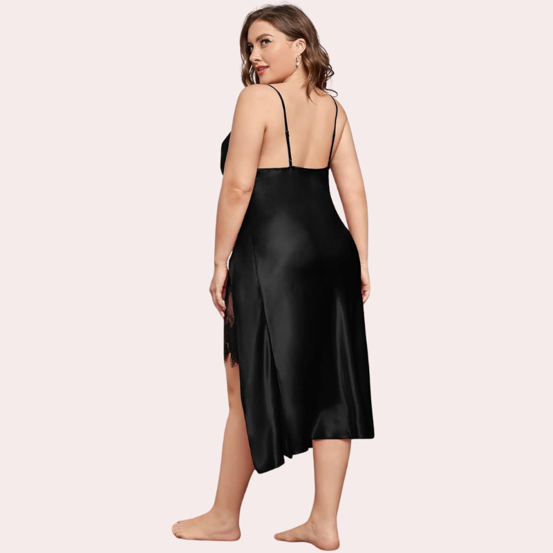 Satin Nightgown with Slit for Plus Size Women