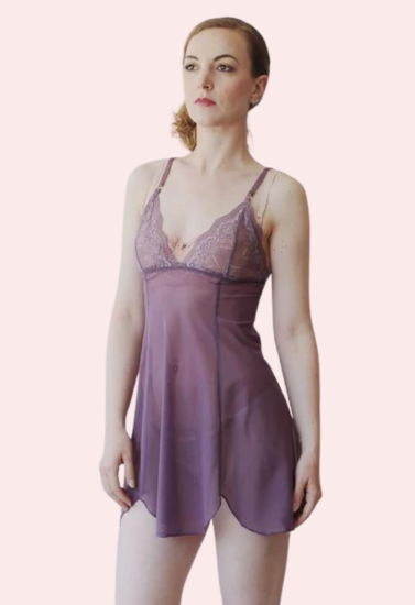 Sheer Mesh Nightgown Slip for Plus Size Women