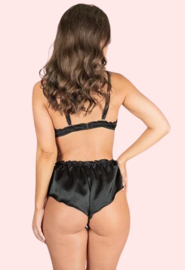 Luxurious Black Satin French Knickers